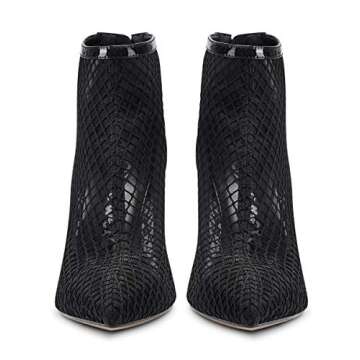 Castamere Women's Mesh Ankle Boots High Heels Sandals Booties Slip On Pointed Toe Stilettos Boots with Zipper 10CM Heels Black Shoes 10.5 M US