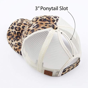 Chic Leopard Print Ponytail Baseball Cap for Women