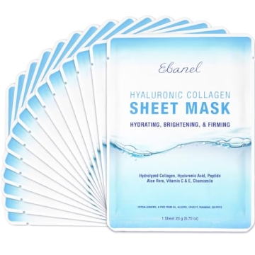 Ebanel 15 Pack Collagen Peptide Hydrating Face Masks, Instant Brightening Firming Anti Aging Face Sh...