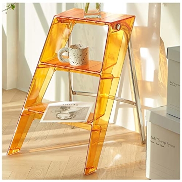 Stylish Acrylic 3 Step Ladder - 2-in-1 Design for Home