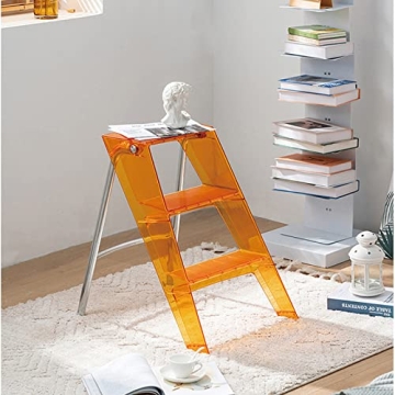 Stylish Acrylic 3 Step Ladder - 2-in-1 Design for Home