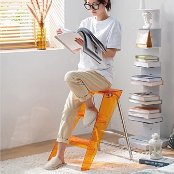 Stylish Acrylic 3 Step Ladder - 2-in-1 Design for Home