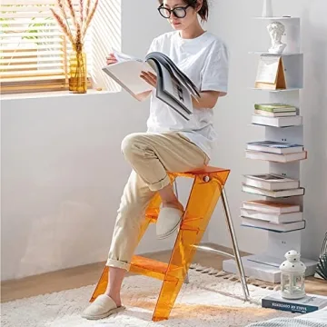 Stylish Acrylic 3 Step Ladder - 2-in-1 Design for Home