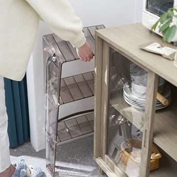 Stylish Acrylic 3 Step Ladder - 2-in-1 Design for Home