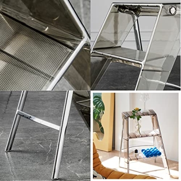 Stylish Acrylic 3 Step Ladder - 2-in-1 Design for Home