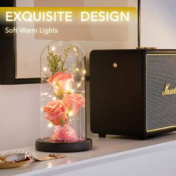 oridom Preserved Flower Gift, Light Up Rose in Glass Dome, Eternal Forever Rose Flower Gifts for Her...