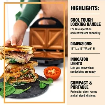 Gotham Steel Nonstick Panini Press Sandwich Maker for Easy Meals