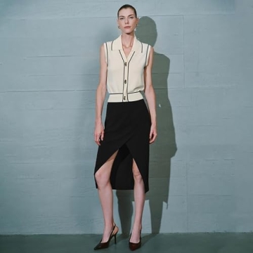 URBAN REVIVO Womens Sweater Vest 2025 Sleeveless Lapel V Neck Button Down Knit Casual Tank Summer Tops Beige， Medium