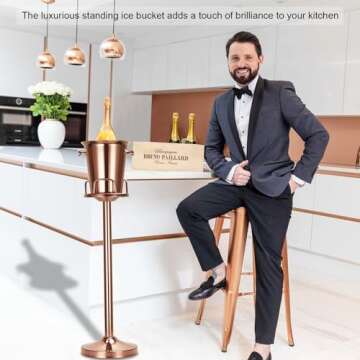 Champagne Bucket with Stand,Ice Bucket with Stand Stainless Steel Bucket Wine Chiller On Stand 12Lb ...