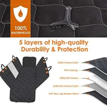 MIXJOY Dog Car Seat Cover, Dog Seat Cover with Mesh Window, Dog Hammock for Car with Storage Pocket, Car Seat Covers for Dogs Safety with Seat Belt, Backseat Dog Cover Protector for Bench Trunk