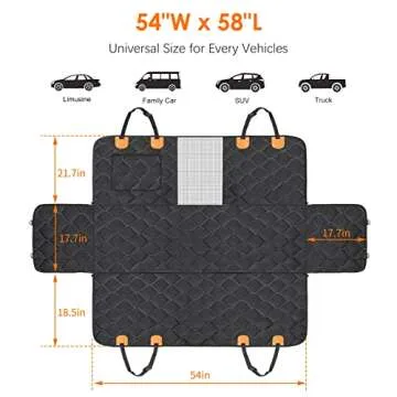 MIXJOY Dog Car Seat Cover, Dog Seat Cover with Mesh Window, Dog Hammock for Car with Storage Pocket, Car Seat Covers for Dogs Safety with Seat Belt, Backseat Dog Cover Protector for Bench Trunk