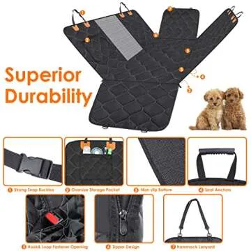 MIXJOY Dog Car Seat Cover, Dog Seat Cover with Mesh Window, Dog Hammock for Car with Storage Pocket, Car Seat Covers for Dogs Safety with Seat Belt, Backseat Dog Cover Protector for Bench Trunk