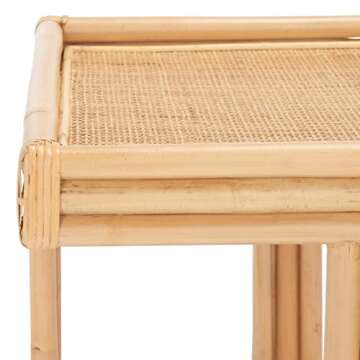 SAFAVIEH Home Collection Juri Coastal Natural Solid Wood Rattan Square Accent Table (Fully Assembled)