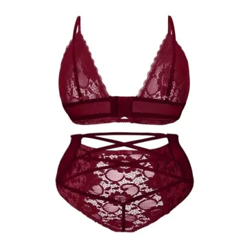 Ella Lust Women Wine Two-Piece Lingerie Set