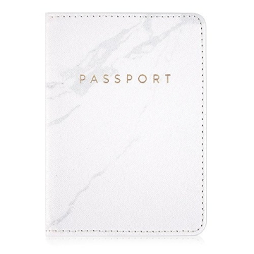 Leminimo Leather Marble Passport Cover with RFID Protection