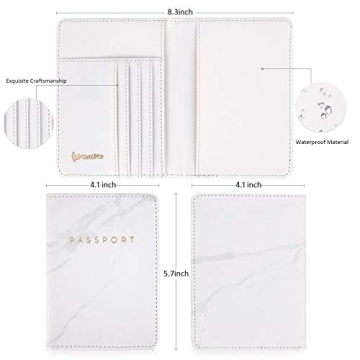 Leminimo Leather Marble Passport Cover with RFID Protection