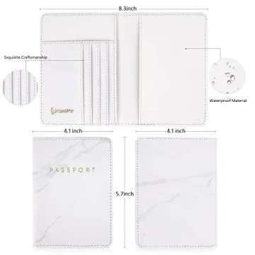 Leminimo Leather Marble Passport Cover with RFID Protection
