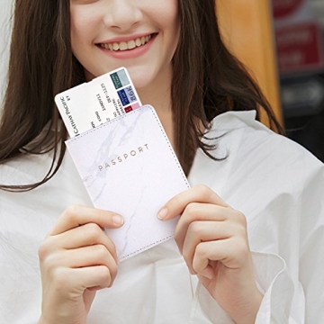 Leminimo Leather Marble Passport Cover with RFID Protection