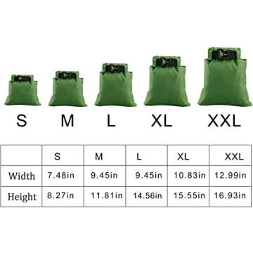 Pimoys 5 Pack Waterproof Dry Sacks, Lightweight Outdoor Dry Bags Ultimate Dry Bags for Rafting Boating Camping (1.5L, 2.5L, 3.5L, 4.5L, 6L)