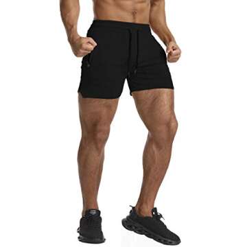 EVERWORTH Men's Solid Gym Workout Shorts Bodybuilding Running Fitted Training Jogging Short Pants wi...