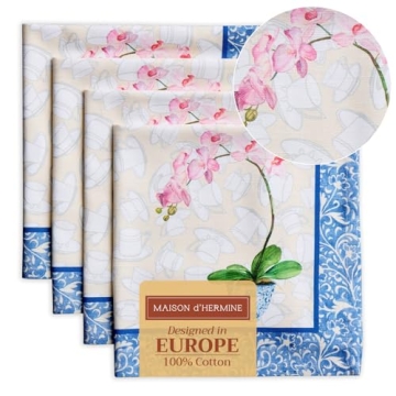 Maison d' Hermine Napkin 100% Cotton 20 Inch x 20 Inch Set of 4 Dinner Napkins, Decorative Washable ...