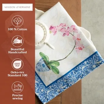Maison d' Hermine Napkin 100% Cotton 20 Inch x 20 Inch Set of 4 Dinner Napkins, Decorative Washable Cloth Napkin, Dining, Buffet Parties & Camping, Canton - Spring/Summer