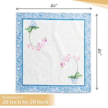 Maison d' Hermine Napkin 100% Cotton 20 Inch x 20 Inch Set of 4 Dinner Napkins, Decorative Washable Cloth Napkin, Dining, Buffet Parties & Camping, Canton - Spring/Summer