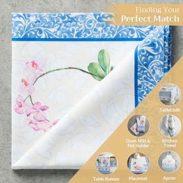 Maison d' Hermine Napkin 100% Cotton 20 Inch x 20 Inch Set of 4 Dinner Napkins, Decorative Washable Cloth Napkin, Dining, Buffet Parties & Camping, Canton - Spring/Summer