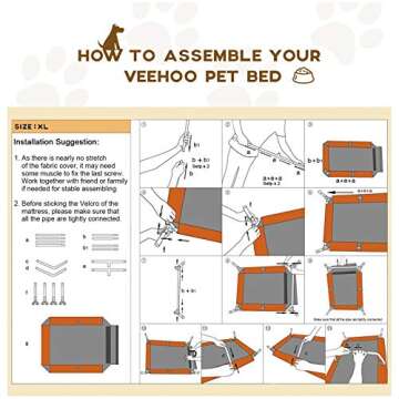 Veehoo Cooling Elevated Dog Bed, Portable Raised Pet Cot with Washable & Breathable Mesh, No-Slip Rubber Feet for Indoor & Outdoor Use, X Large, Beige Coffee