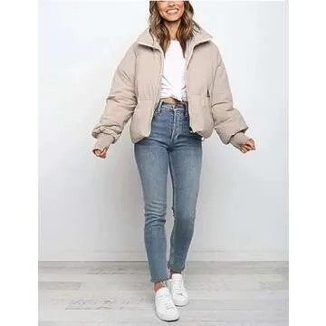 Gihuo Women's Stylish Cropped Puffer Jacket for Winter