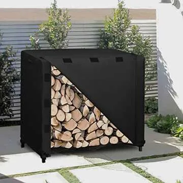 Easy-Going 4 Feet Outdoor Log Rack Cover Waterproof Weatherproof Firewood Cover with Openable Front ...