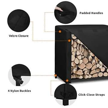 Easy-Going 4 Feet Outdoor Log Rack Cover Waterproof Weatherproof Firewood Cover with Openable Front Flap, (Cover Only, Rack Not Included)