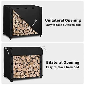 Easy-Going 4 Feet Outdoor Log Rack Cover Waterproof Weatherproof Firewood Cover with Openable Front Flap, (Cover Only, Rack Not Included)