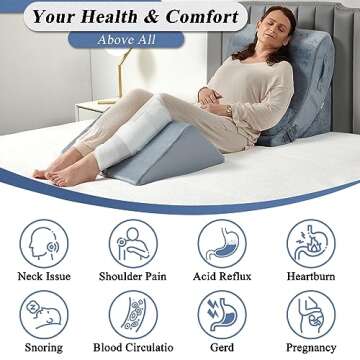 Axelrod Orthopedic Bed Wedge Pillow Set, Post Surgery Foam for Back, Neck and Leg Pain Relief Comfortable & Adjustable Ortho Pillows- Anti Snoring, Heartburn, Acid Reflux & GERD Sleeping Navy
