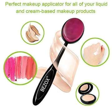 BEZOX Silicone Makeup Brush, Set of 5pcs Oval Makeup Brushes, Cream/Cosmetics/Foundation Application Tools - W/Makeup Brushes Acrylic Holder