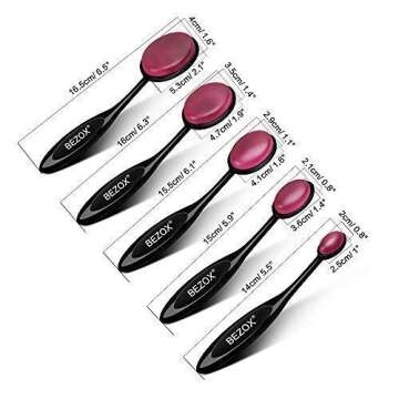 BEZOX Silicone Makeup Brush, Set of 5pcs Oval Makeup Brushes, Cream/Cosmetics/Foundation Application Tools - W/Makeup Brushes Acrylic Holder