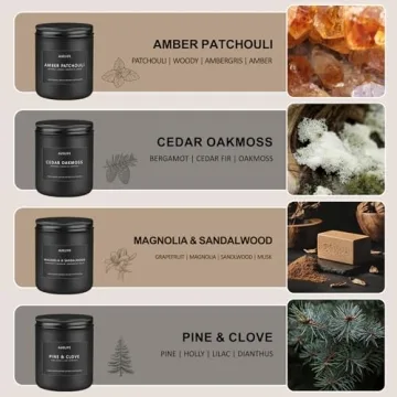 Men's Scented Candles Set - 4 Pack Masculine Aromas