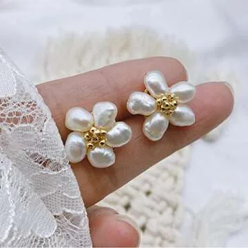 Elegant Baroque Pearl Stud Earrings for Women