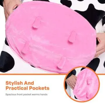 Giggling Getup Cow Wearable Blanket Hoodie - Oversized Soft Sherpa Fleece Hooded Blanket - Warm Cozy Plush Flannel Blanket Sweatshirt Gifts - with Giant Pocket and Sleeves for Adults Women Men