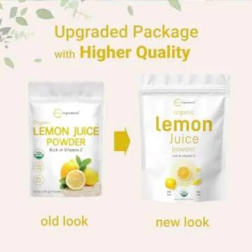 Organic Lemon Juice powder, 10 Ounce | 100% Natural Fruit Powder | Cold Pressed Lemons Source | No Sugar & Additives | Great Flavor for Drinks, Smoothie, & Beverages | Non-GMO & Vegan Friendly