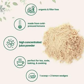 Organic Lemon Juice powder, 10 Ounce | 100% Natural Fruit Powder | Cold Pressed Lemons Source | No Sugar & Additives | Great Flavor for Drinks, Smoothie, & Beverages | Non-GMO & Vegan Friendly