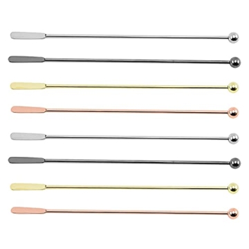 Stainless Steel Coffee Beverage Stirrers, 8pcs Drink Swizzle Stick with Small Rectangular Paddles fo...