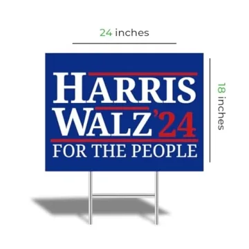 Harris Walz 2024 Double Sided Yard Sign 24x18