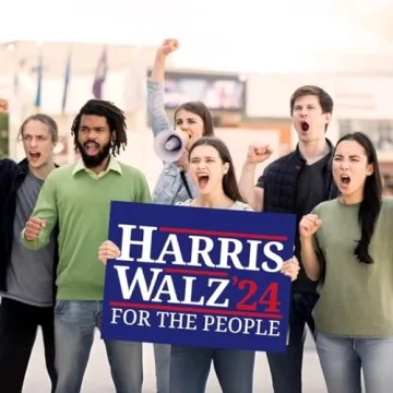 Harris Walz 2024 Double Sided Yard Sign 24x18