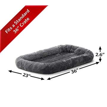 MidWest Homes for Pets Bolster Dog Bed 36L-Inch Gray Dog Bed w/ Comfortable Bolster | Ideal for Inte...