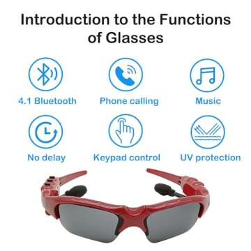 KONLEYA Wireless Bluetooth Sunglasses for Men Women Music Headset Headphone Smart Glasses V4.1 Stere...