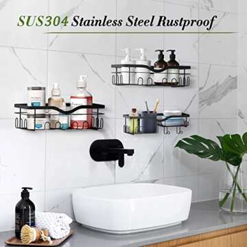 LiviNGPAi Shower Caddy Bathroom Organizer, Wall Mount Rustproof Stainless Steel Shower Shelves for B...