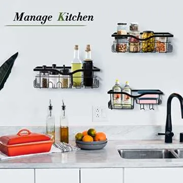 LiviNGPAi Shower Caddy Bathroom Organizer, Wall Mount Rustproof Stainless Steel Shower Shelves for Bathroom, Toilet, Kitchen and Dorm (Luxury 3 Pack)