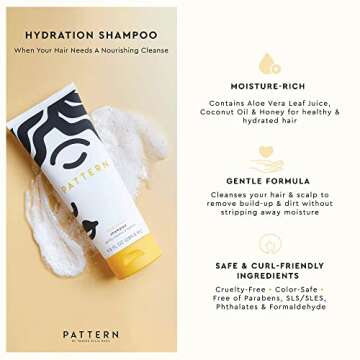 PATTERN Beauty by Tracee Ellis Ross Hydration Shampoo w Honey, Aloe Vera, Biotin and Tea Tree Leaf O...