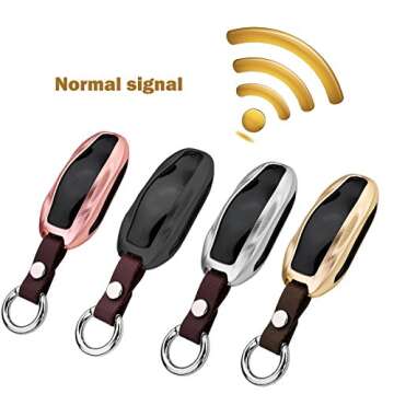 for Tesla Model S Model 3 Aluminium Alloy Car Remote Key Fob Flip Key Protection Case Shell Cover, Luxury Key Remote Control Smart Key Fob Holder with Key Chain (Black)